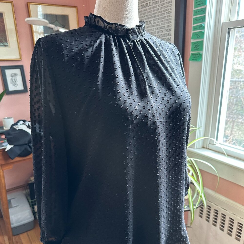 Ann Taylor Swiss Dot Blouse (Black)
